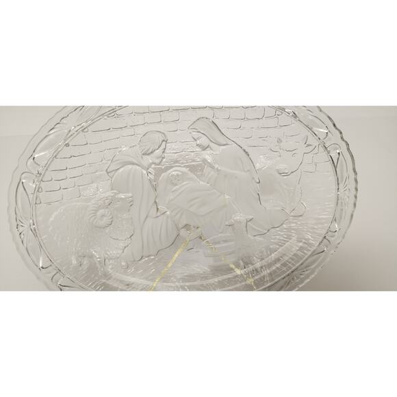 Mikasa Nativity Oval Glass Platter 9 Inches Holiday Tableware - Picture 4 of 5